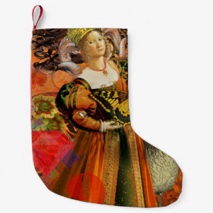 Petite Chaussette De Noël Femme Bélier Orange : Collage d'art antique gothiq