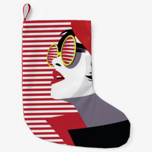 Petite Chaussette De Noël Femme de mode dans style pop art.