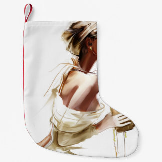 Petite Chaussette De Noël Femme De Mode : Portrait Contemporain Élégant.