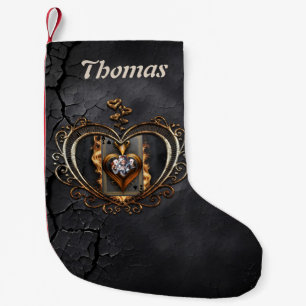 Petite Chaussette De Noël Femmes de carte cardiaque en flammes.