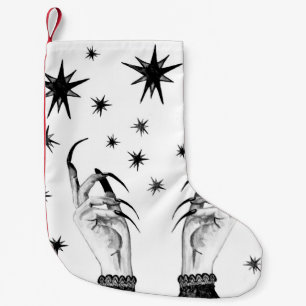 Petite Chaussette De Noël Femmes sorcière arrière - plan avec étoiles, sorci