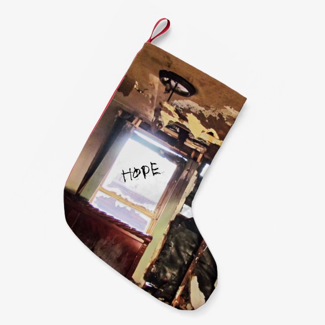 Petite Chaussette De Noël Fenêtre de Pauvreté (Devant (Accrochage))