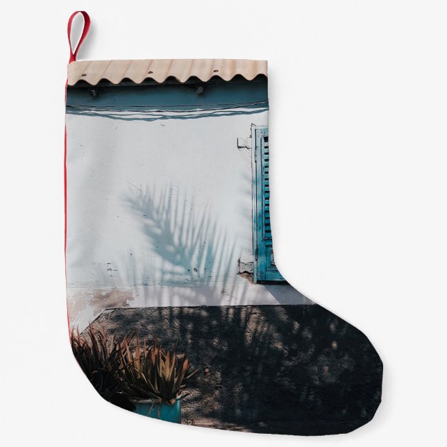 PETITE CHAUSSETTE DE NOËL FENÊTRES OUVERTES BLEUES (Devant)