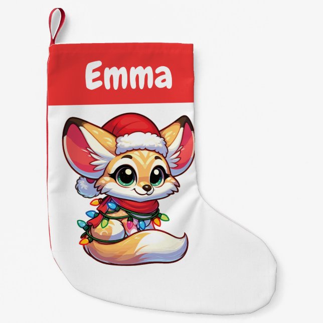 Petite Chaussette De Noël Fennec Joyeux Noël Animaux d'hiver mignons Fennecs (Devant)