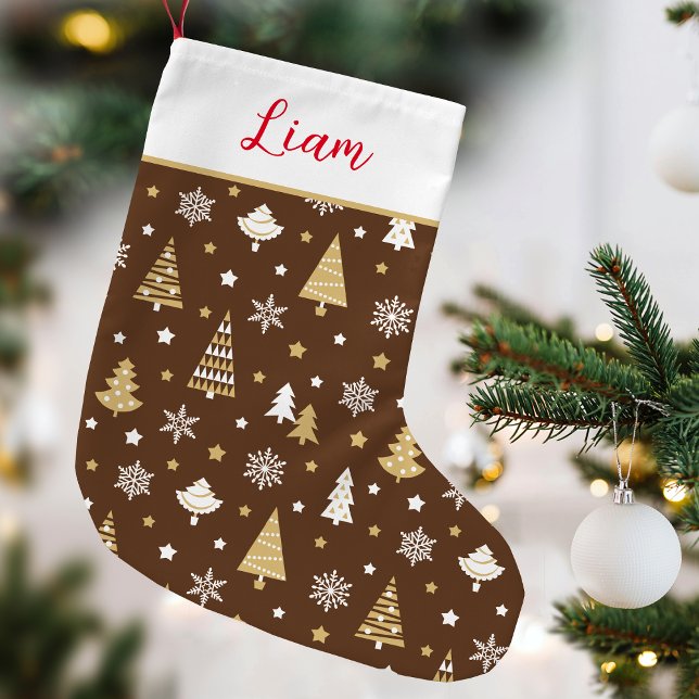 Petite Chaussette De Noël Festif Arbre de Noël Nom personnalisé Brown (Créateur téléchargé)