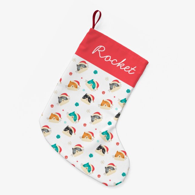 Petite Chaussette De Noël Festif Chats de Noël Motif personnalisé (Devant (Accrochage))
