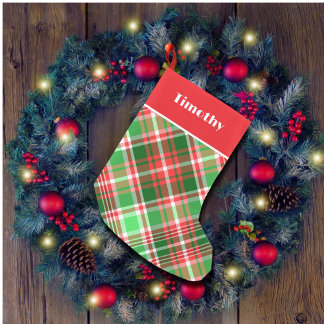Petite Chaussette De Noël Festif classique rouge vert Plaid personnalisé