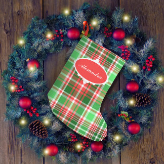 Petite Chaussette De Noël Festif classique rouge vert Plaid personnalisé