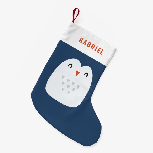 Petite Chaussette De Noël festif drôle petit pingouin personnalisé enfant (Devant (Accrochage))