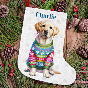 Petite Chaussette De Noël Festif Labrador Retriever Chien Chien Chien Jaune 