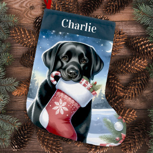 Petite Chaussette De Noël Festif Labrador Retriever Holiday Black Dog