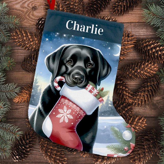 Petite Chaussette De Noël Festif Labrador Retriever Holiday Black Dog (Créateur téléchargé)