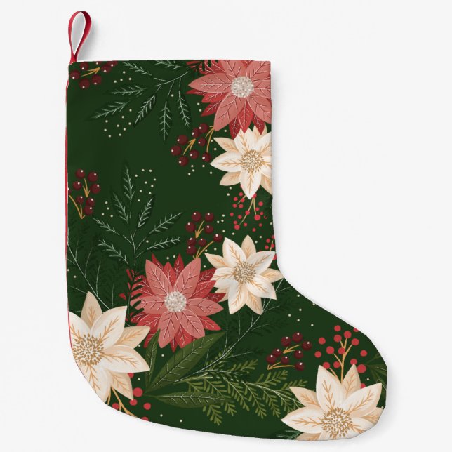 Petite Chaussette De Noël Festin Vert Rouge Jaune Poinsettia Festita (Devant)