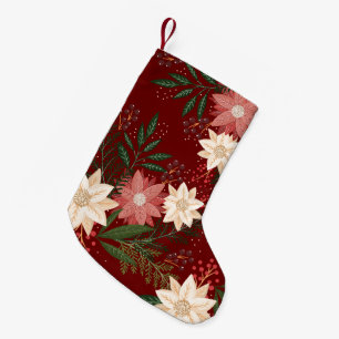Petite Chaussette De Noël Festin Vert Rouge Jaune Poinsettia Festita