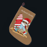 Petite Chaussette De Noël Festive Christmas Beach Père Noël ajouter le nom<br><div class="desc">Festive Christmas Beach Père Noël ajouter le nom Petit magasin de Noël</div>