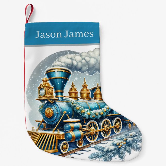 Petite Chaussette De Noël Festive Christmas  train add name (Devant)