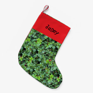 Petite Chaussette De Noël Festive Green Holly Berry Noël