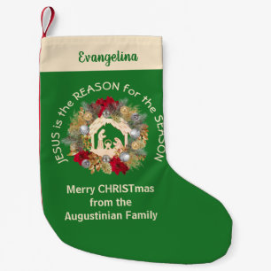 Petite Chaussette De Noël Festive Green JESUS EST LA RAISON