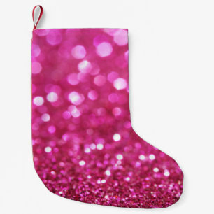 Petite Chaussette De Noël Festive Rose foncé : Élégant Abstrait.
