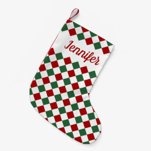 Petite Chaussette De Noël Festive Rouge Vert Checked Joyeux Noël