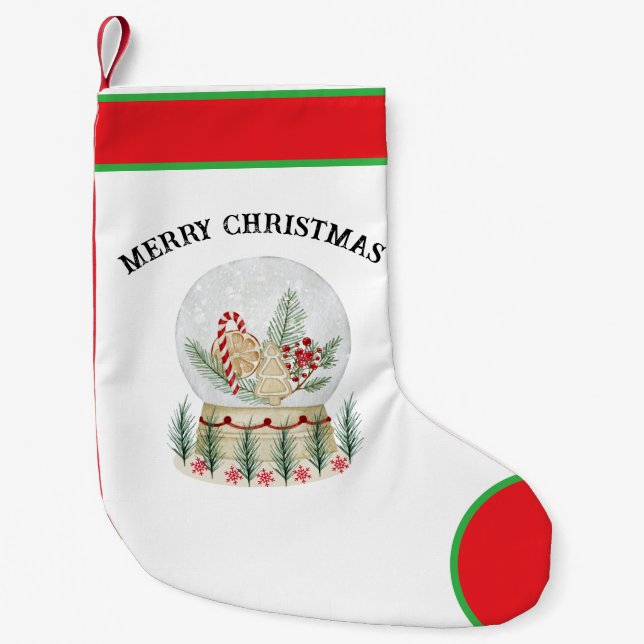 Petite Chaussette De Noël Festive Snow Globe Christmas Stocking (Devant)