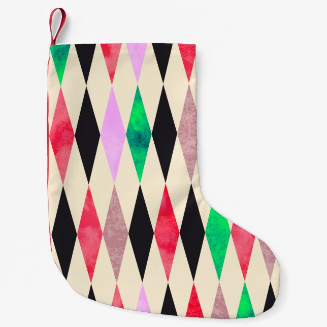 Petite Chaussette De Noël Fête de grunge d'aquarelle transparente (Devant)