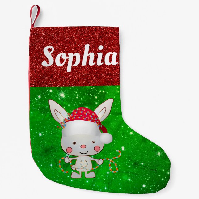Petite Chaussette De Noël Fête de lapin de mignons enfants (Devant)