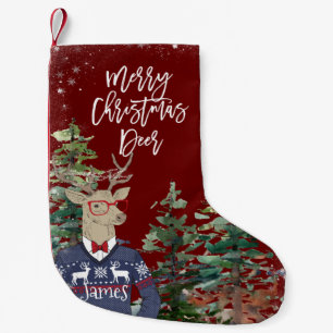 Petite Chaussette De Noël fête de noël de cerf rustique