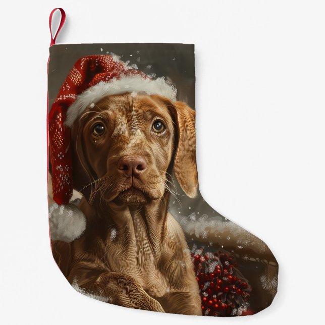 Petite Chaussette De Noël Fête de Noël de Chien Vizsla (Devant)