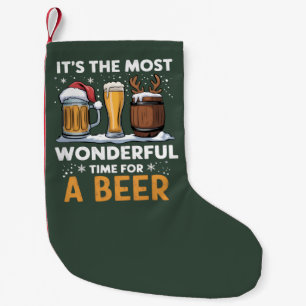 Petite Chaussette De Noël Fête de Noël de la bière de Santa Boire en famille