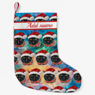Petite Chaussette De Noël Fête de Noël drôle de chat noir de Noël