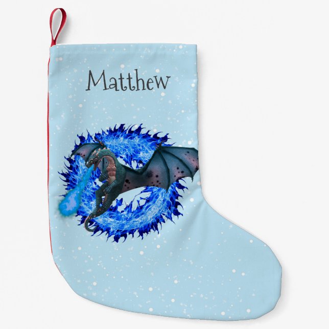 Petite Chaussette De Noël Fête de Noël Flamme Dragon Personnalisée Neige (Devant)