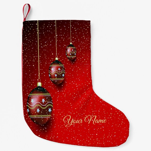 Petite Chaussette De Noël Fête de Noël Golden Rouge Vacances d'hiver Élégant (Devant)