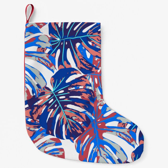 Petite Chaussette De Noël Feuille Monstera motif continu (Devant)