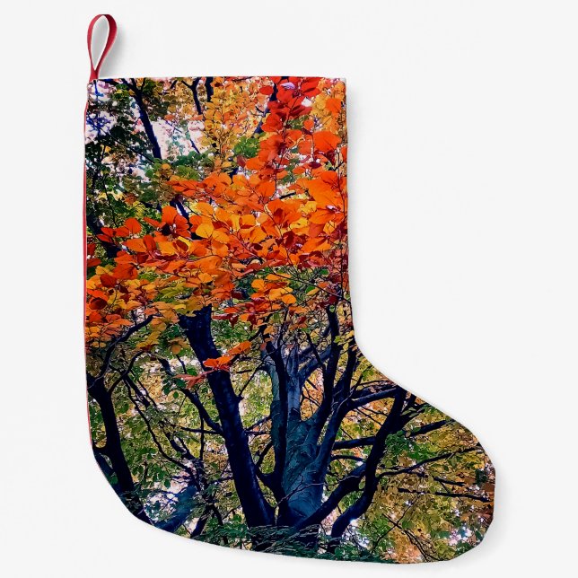 Petite Chaussette De Noël Feuille orange (Devant)