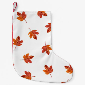 Petite Chaussette De Noël Feuilles d'automne aquarelle main tirée