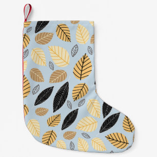 Petite Chaussette De Noël Feuilles d'automne : Arrière - plan bleu transpare