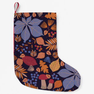 Petite Chaussette De Noël Feuilles D'Automne, Illustration De Champignons Vi