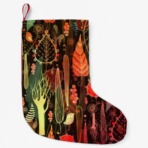 Petite Chaussette De Noël Feuilles d'automne : motif transparent foncé.