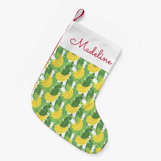 Petite Chaussette De Noël Feuilles De Banane Et Motif De Fruits| Ajouter vot (Devant (Accrochage))