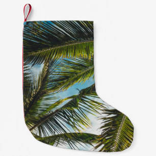 Petite Chaussette De Noël Feuilles de cocotiers sous ciel bleu le matin
