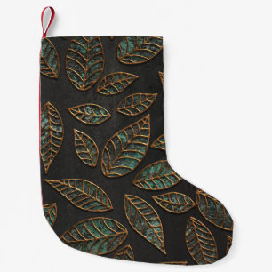Petite Chaussette De Noël Feuilles de cuivre : texture grunge noire.