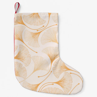 Petite Chaussette De Noël Feuilles de Ginkgo : Motif Floral sans joint.