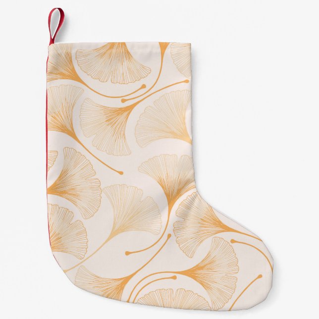 Petite Chaussette De Noël Feuilles de Ginkgo : Motif Floral sans joint. (Devant)