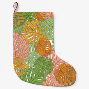 Petite Chaussette De Noël Feuilles de monstère tropicale, coloré et transpar