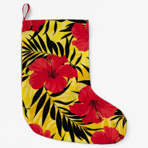 Petite Chaussette De Noël Feuilles de palmiers à fleurs tropicales, motif vi