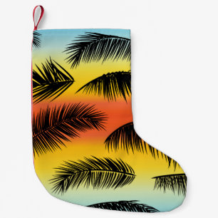 Petite Chaussette De Noël Feuilles de palmiers : motif sans soudure.
