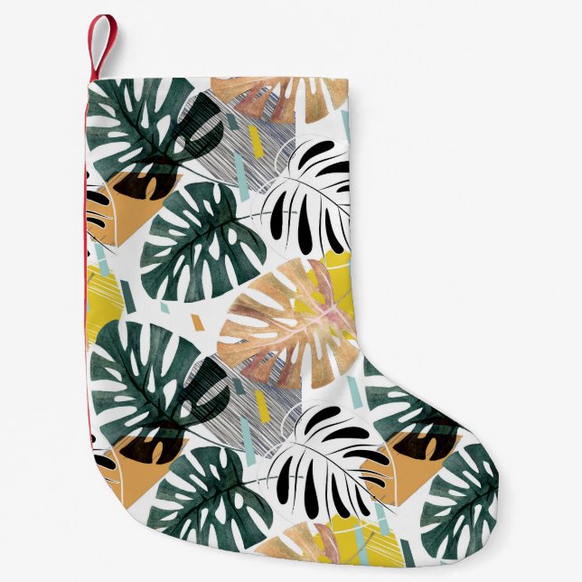 Petite Chaussette De Noël Feuilles de palmiers tropicaux : éléments décorati (Devant)