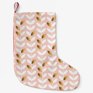 Petite Chaussette De Noël Feuilles d'or élégantes : Rosy Vintage.