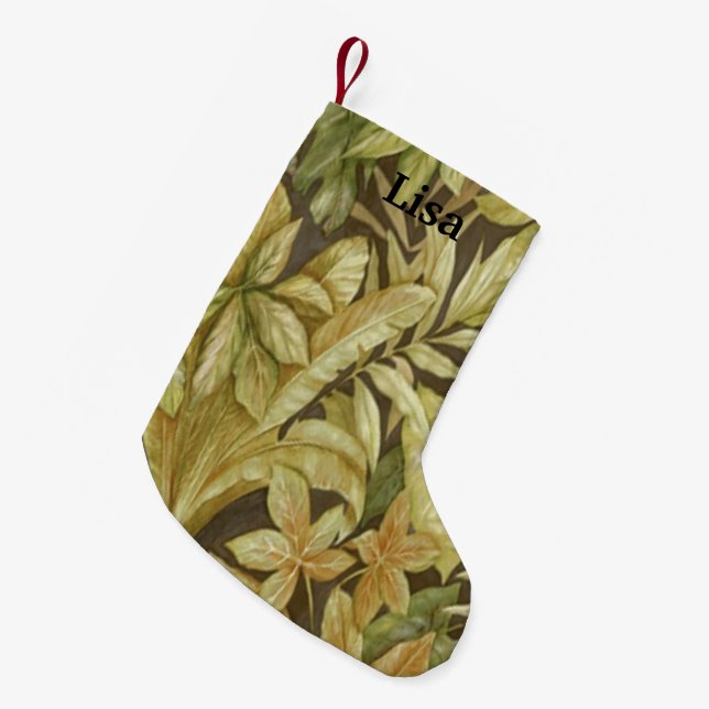 Petite Chaussette De Noël Feuilles d'or personnalisés Noël Stocker (Devant (Accrochage))